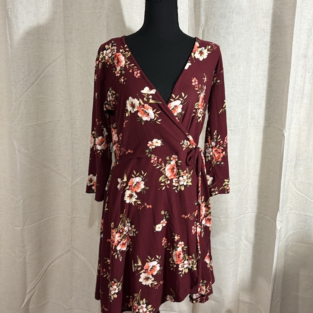 Floral Faux Wrap Dress